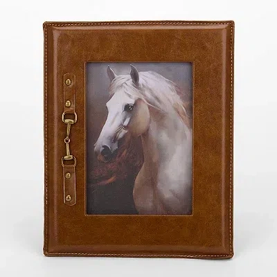 Kirkland's Faux Leather Buckle Picture Frame In Brown