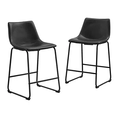 Kirkland's Faux Leather Counter Stools In Black