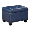 Kirkland's Faux Leather Jessy Storage Ottoman In Blue