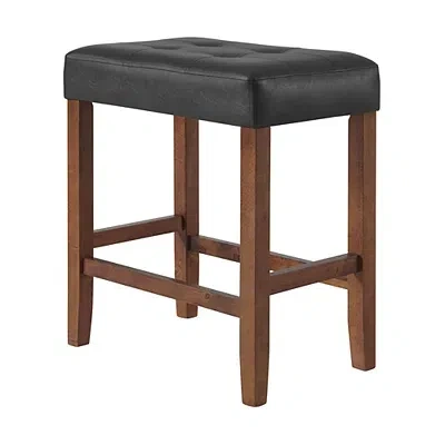 Kirkland's Faux Leather Madison Walnut Counter Stool In Black