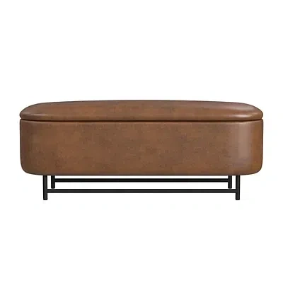 Kirkland's Faux Leather Metal Storage Bench In Multi