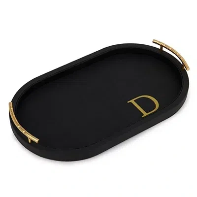 Kirkland's Faux Leather Monogram D Oval Tray In Multi