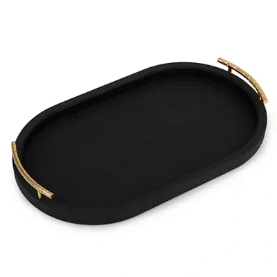 Kirkland's Faux Leather Oval Tray In Black