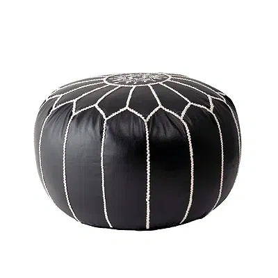 Kirkland's Faux Leather Pouf In Black