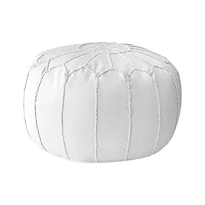 Kirkland's Faux Leather Pouf In White