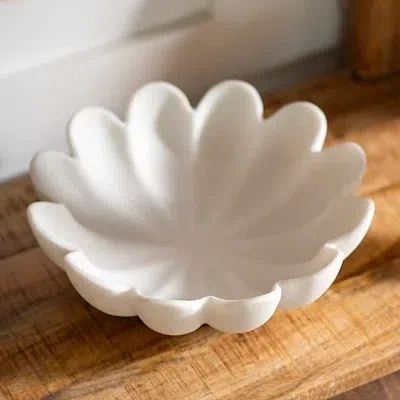 Kirkland's Faux Marble Petal Decorative Bowl In White