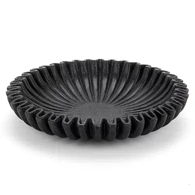 Kirkland's Faux Marble Scalloped Decorative Bowl In Black