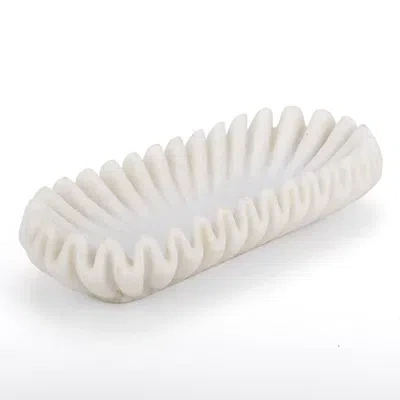 Kirkland's Faux Marble Scalloped Oval Bowl In White