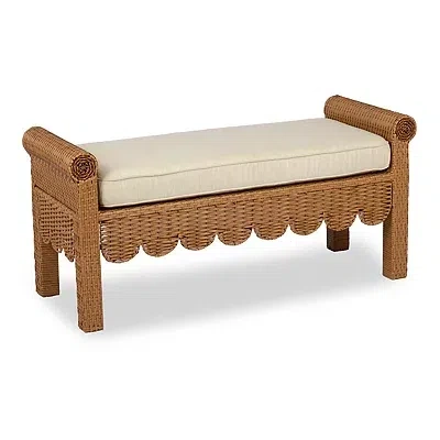 Kirkland's Faux Rattan Scalloped Outdoor Bench In Brown