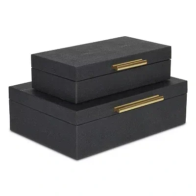 Kirkland's Faux Shagreen Decorative Boxes In Black