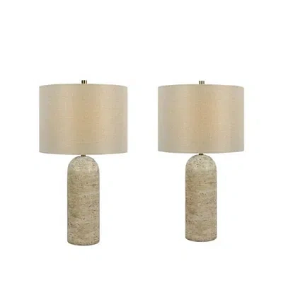 Kirkland's Faux Stone Tower Table Lamps In Brown