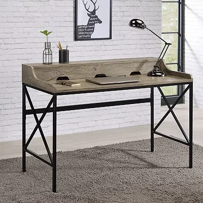 Kirkland's Finish X Frame Wooden Hinged Top Desk In Black