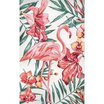 Kirkland's Flamingo Leaf Indoor/outdoor Area Rug In Multi