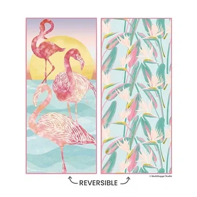 Kirkland's Flamingo Sunset Reversible Microfiber Beach Towel In Multi
