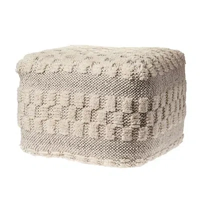 Kirkland's Flatweave Tufted Checker Wool Pouf In Neutral