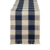 Kirkland's Flax Checkered Fringe Table Runner In Multi