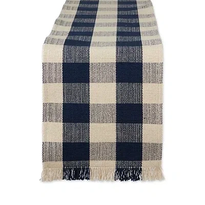 Kirkland's Flax Checkered Fringe Table Runner In Multi