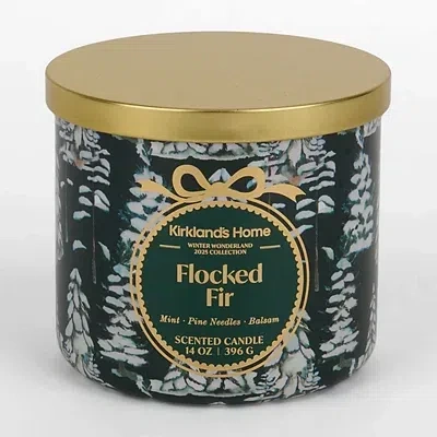 Kirkland's Flocked Fir 3-wick Jar Candle In Green