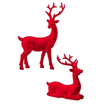 Kirkland's Flocked Red Deer Figurines