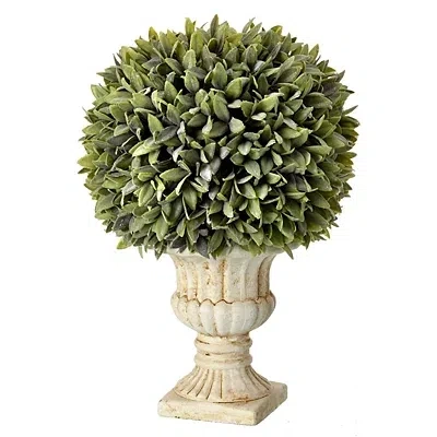Kirkland's Flocked Sage Ball In Urn Arrangement In Green