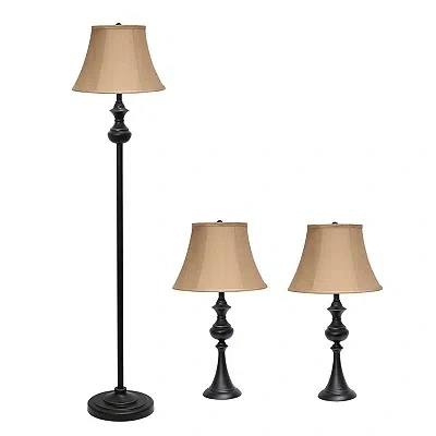 Kirkland's Floor And Table Lamp Set In Brown