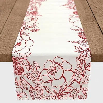 Kirkland's Floral Border Table Runner In White
