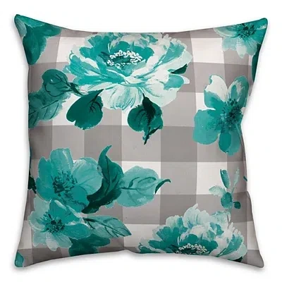 Kirkland's Floral Buffalo Check Outdoor Pillow In Multi