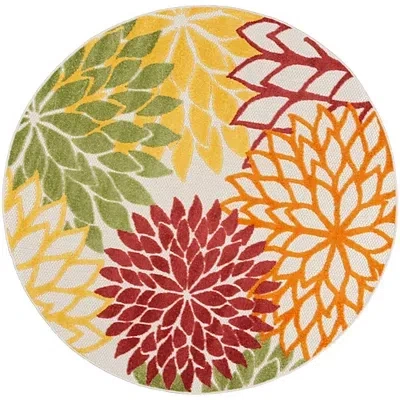 Kirkland's Floral Burst Outdoor Round Area Rug In Multi