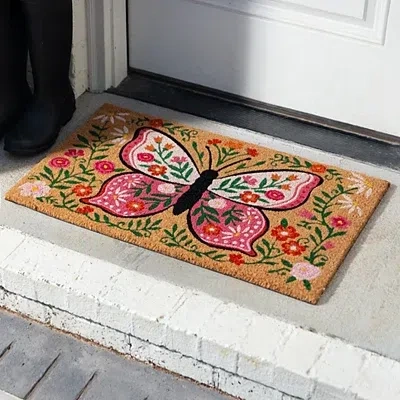 Kirkland's Floral Butterfly Doormat In Multi