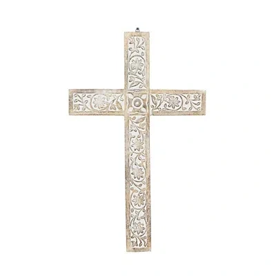 Kirkland's Floral Carved Wood Cross Wall Plaque In Multi
