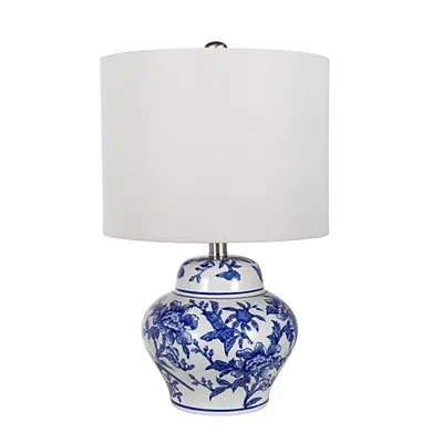 Kirkland's Floral Ceramic Table Lamp In White