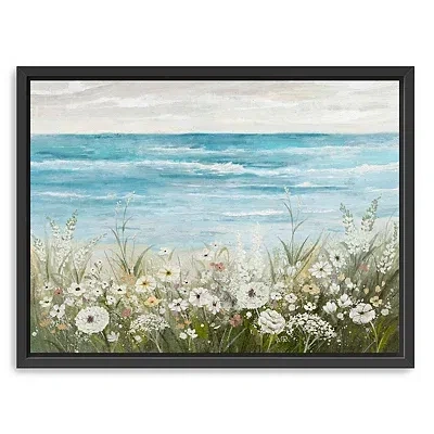 Kirkland's Floral Coast Black Framed Canvas Art Print In Multi