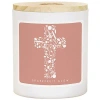 Kirkland's Floral Cross Grapefruit Glow Jar Candle In White