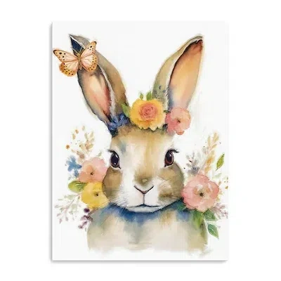 Kirkland's Floral Easter Bunny Canvas Art Print In Multi