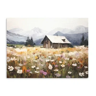 Kirkland's Floral Field Cabin Canvas Art Print In Multi