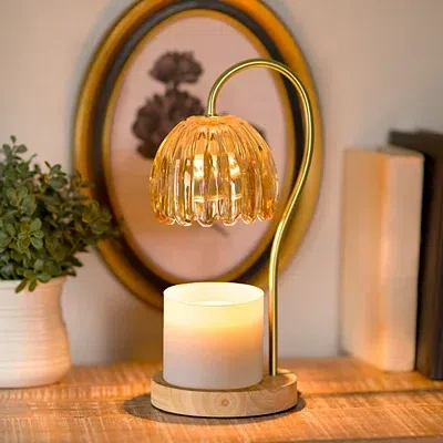 Kirkland's Floral Glass Shade Candle Warmer Lamp In Multi