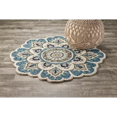 Kirkland's Floral Round Edged Area Rug In Multi