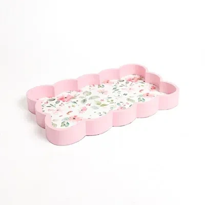 Kirkland's Floral Scalloped Decorative Tray In Pink