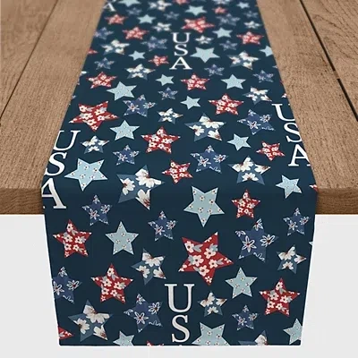 Kirkland's Floral Stars Usa Table Runner In White