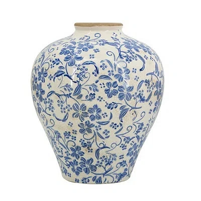 Kirkland's Floral Urn Ceramic Vase In Blue