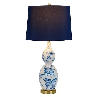 Kirkland's Flowers Ceramic Table Lamp In Blue