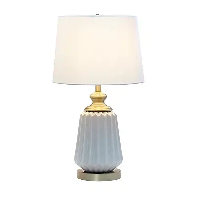 Kirkland's Fluted Ceramic Table Lamp In Gray