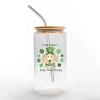 Kirkland's Four Paws Leaf Clovers Glass Can Tumbler In Transparent