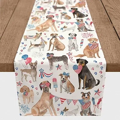 Kirkland's Fourth Of July Patriotic Pups Table Runner In Multi