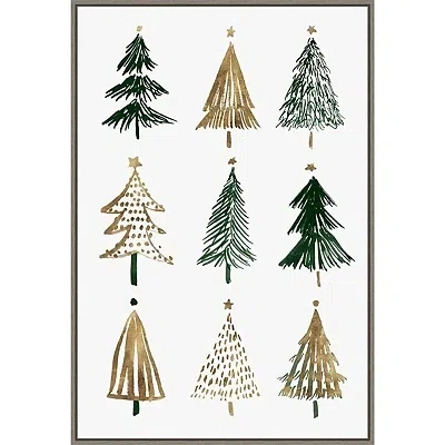 Kirkland's Framed Christmas Trees Canvas Art Print In Multi