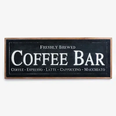 Kirkland's Freshly Brewed Coffee Bar Metal Wall Plaque In Black