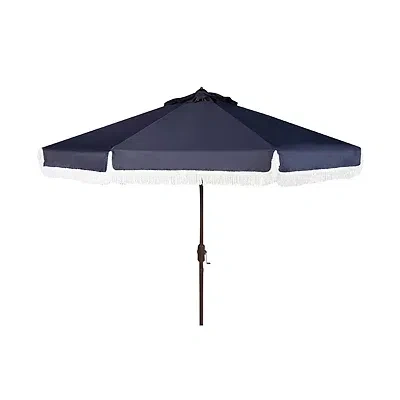 Kirkland's Fringe Tilt Crank 9 Ft. Outdoor Umbrella In Blue