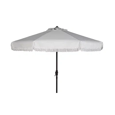 Kirkland's Fringe Tilt Crank 9 Ft. Outdoor Umbrella In White