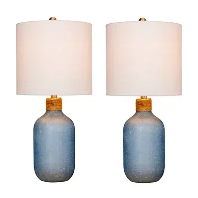 Kirkland's Frosted Blue Coastal Bottle Table Lamps