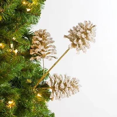 Kirkland's Frosted Golden Pinecone Tree Pick In Multi